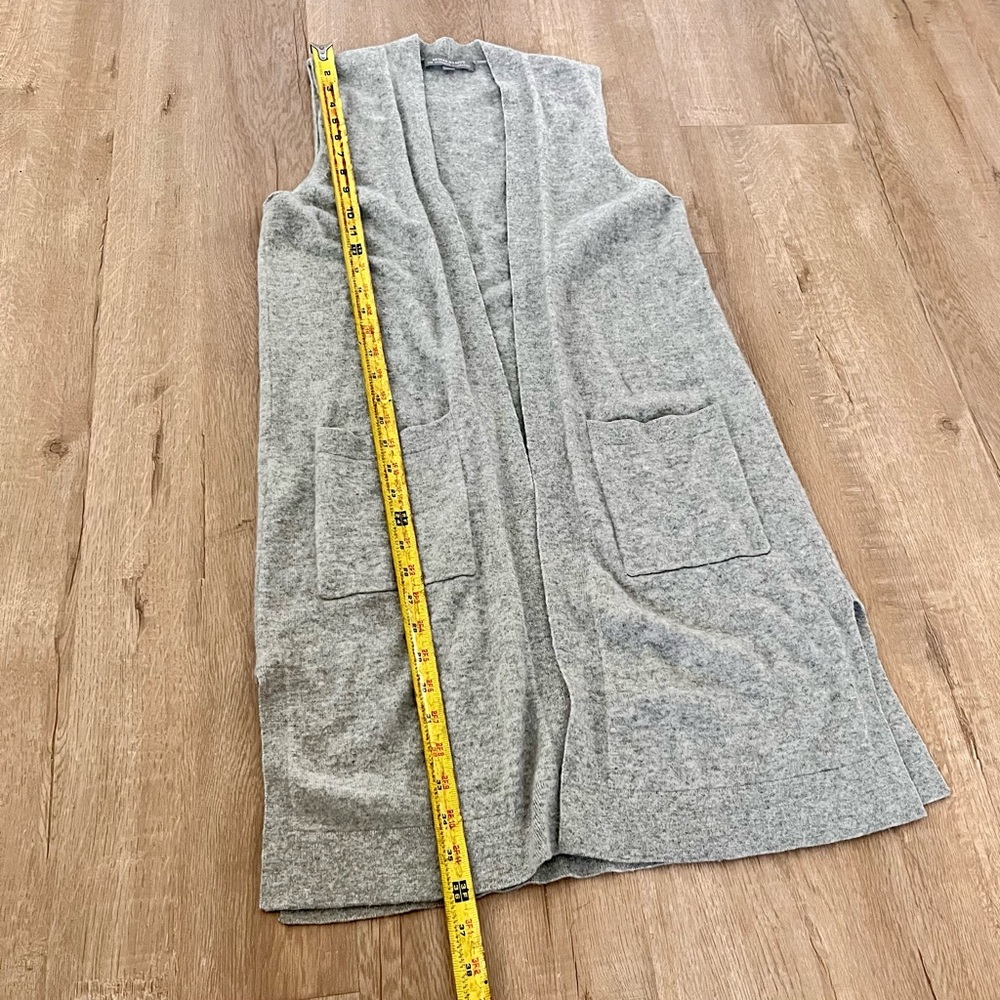 Neiman Marcus Cashmere Collection Long 100% Cashere Vest Slide Slits Gray Size M - Picture 7 of 8
